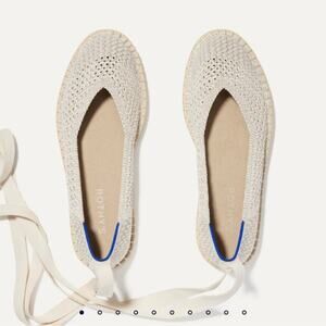 Rothy's Women's cream gold espadrilles ballet wrap flats